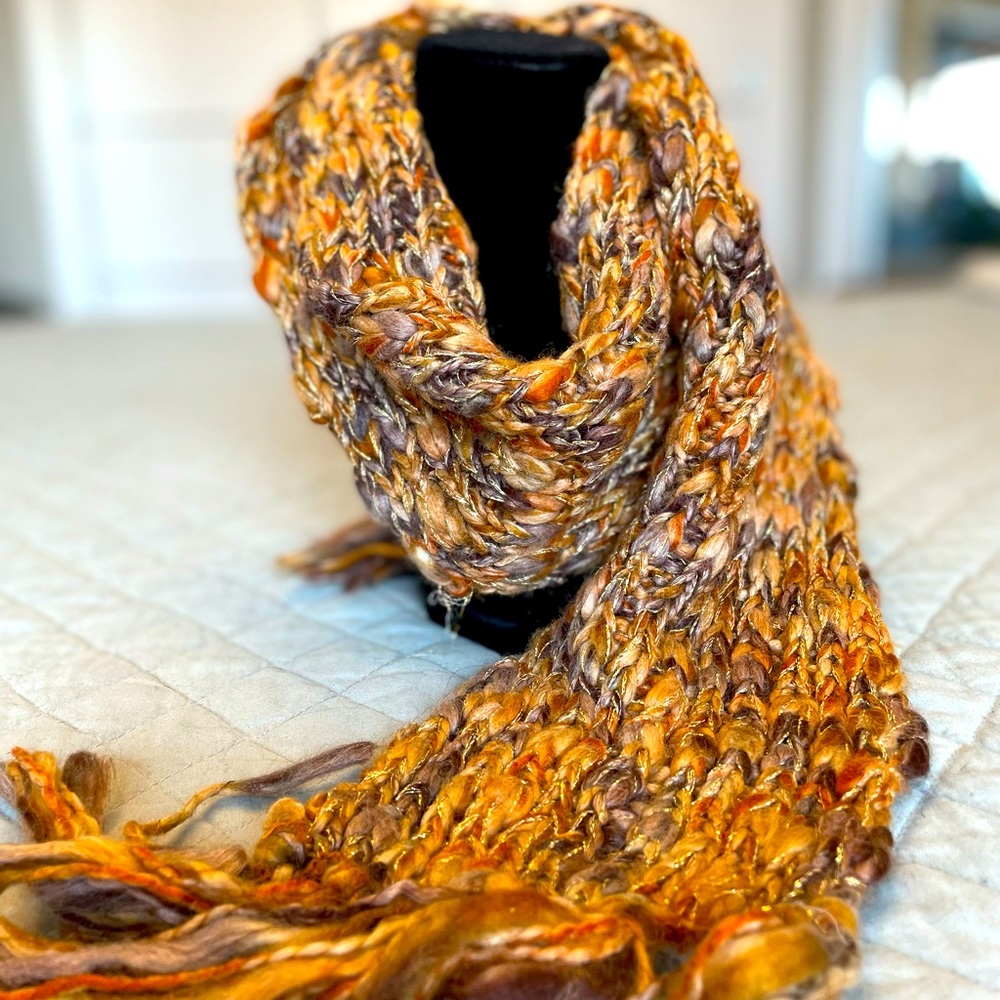 Variegated Gold Knit Scarf